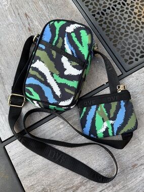 Diane Von Furstenberg Crossbody Phone Bag Disco Zebra with Coin Purse
